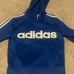Adidas Kids' Blue Hoodie with White Accents